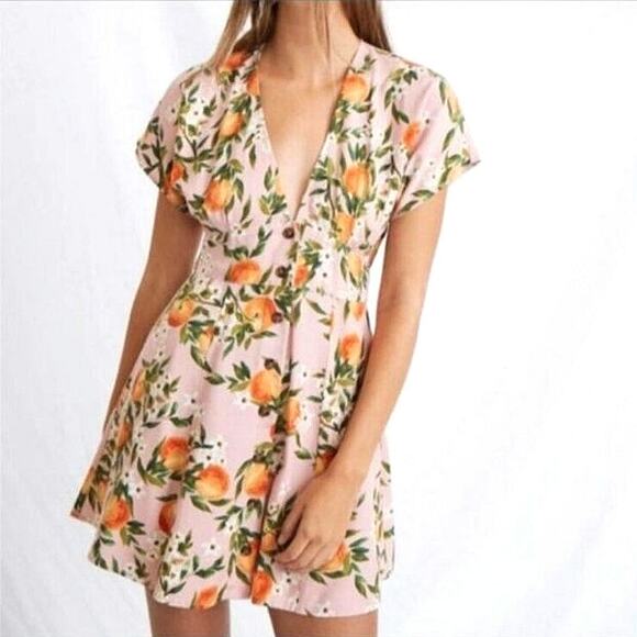 Marine Layer Camila Tropical Floral Orange Print Summer Pink Mini Dress Size XS - Picture 1 of 15